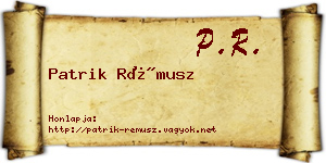 Patrik Rémusz névjegykártya